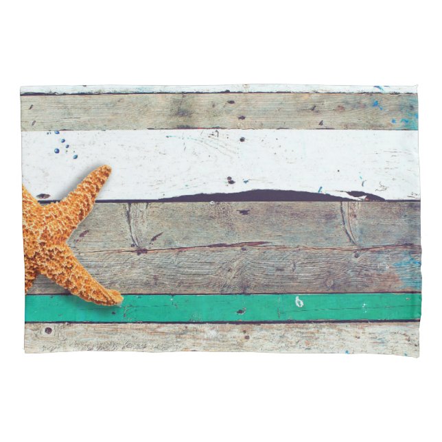 Beach Theme Starfish Wedding Rustic Pillowcase (Front)