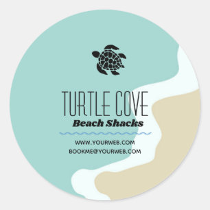 Beach Theme Turtle Logo Round Label