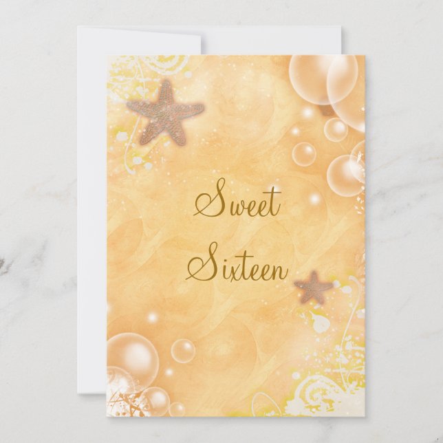 Beach theme wedding birthday party coral invitation (Front)