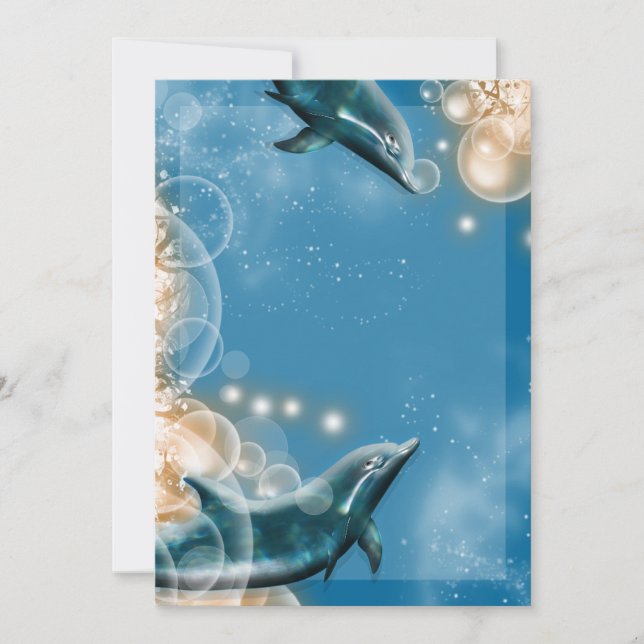 Beach theme - wedding dolphin elegant party invitation (Front)