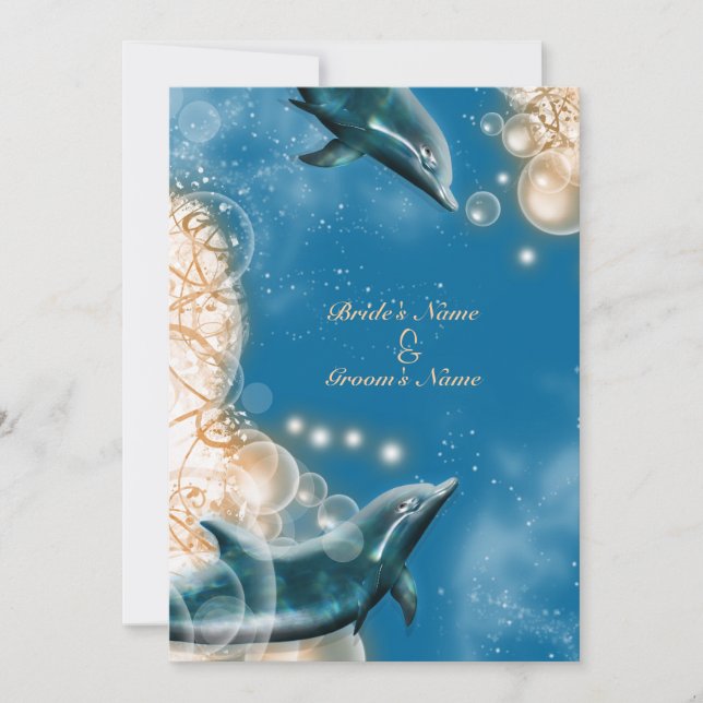 Beach theme - wedding dolphin elegant party invitation (Front)