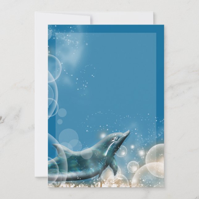 Beach theme - wedding dolphin elegant party invitation (Front)