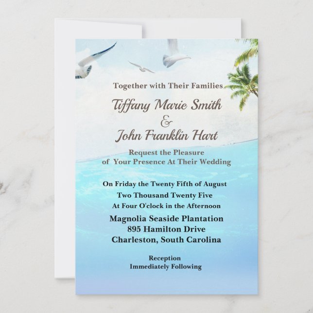 Beach Theme Wedding Invitation (Front)