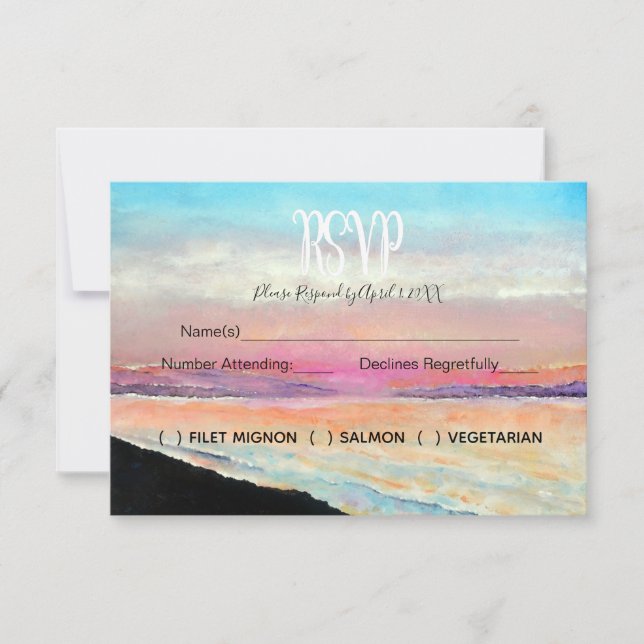 Beach Theme Wedding RSVP Card (Front)