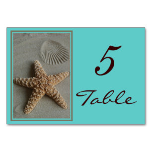 Beach Theme Wedding Table Numbers Cards
