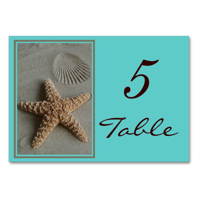 Beach Theme Wedding Table Numbers Cards (Front)