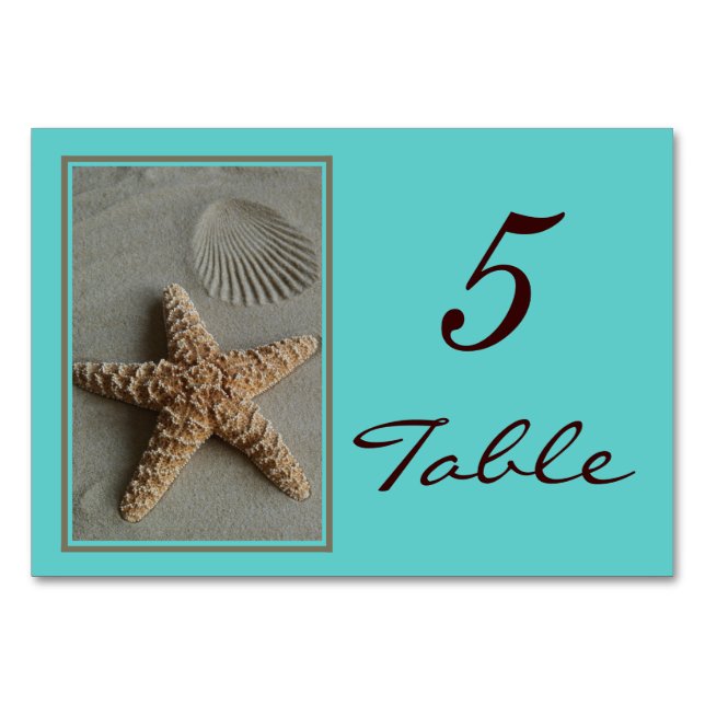 Beach Theme Wedding Table Numbers Cards (Front)