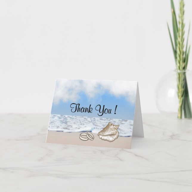 Beach Theme Wedding Thank You Blank Inside Card (Front)