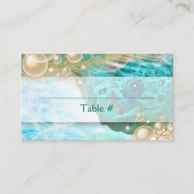 Beach theme wedding turtle "table number" place card (Front)