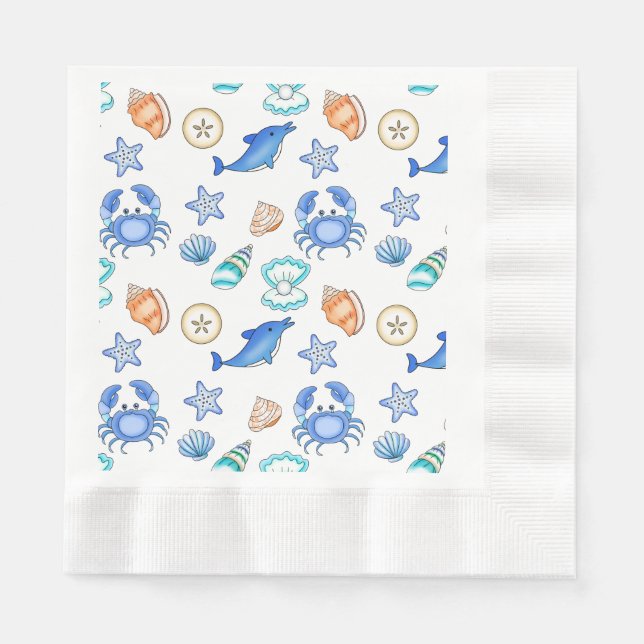Beach Themed Baby Shower or Birthday Party Napkin (Front)