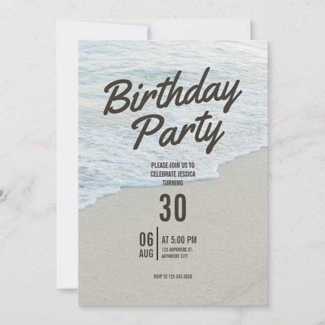Beach Themed Birthday Party Invitation (Front)