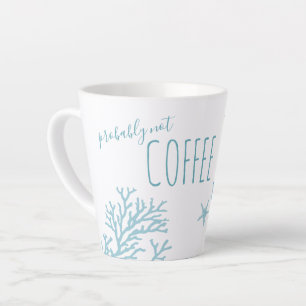 Beach Themed Blue Octopus Watercolor Art Latte Mug