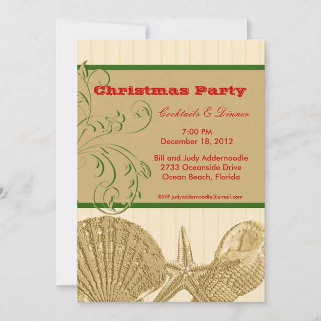 Beach Themed Christmas Invitation (Front)