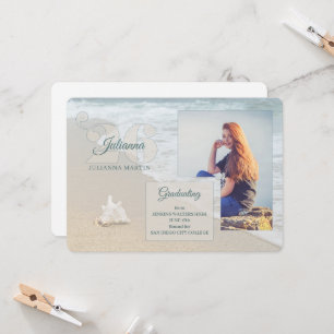 Beach Themed Class of 2025 Graduation Photo Invitation