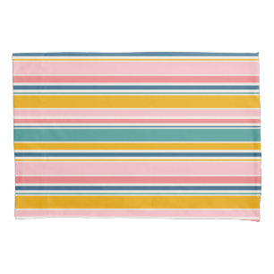 Beach Themed Color Stripes Pillowcase