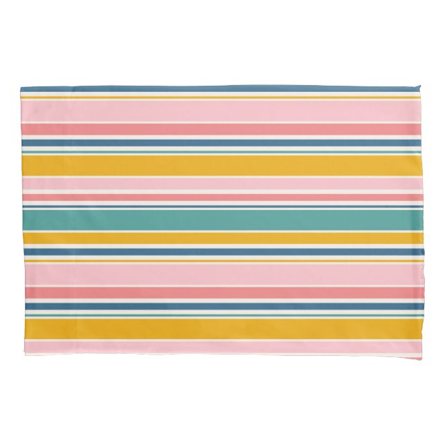 Beach Themed Colour Stripes Pillowcase (Front-Left)