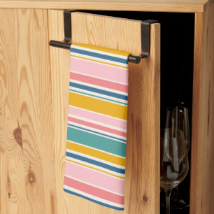Beach Themed Colour Stripes Tea Towel