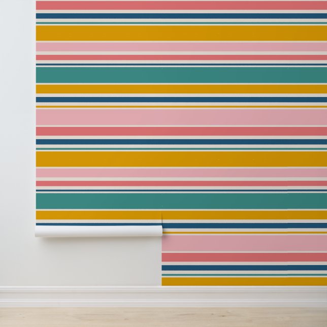 Beach Themed Colour Stripes Wallpaper (Application)