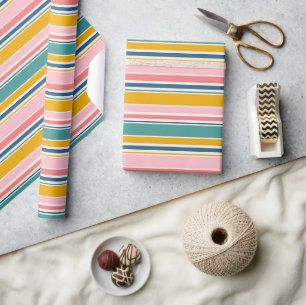Beach Themed Colour Stripes Wrapping Paper