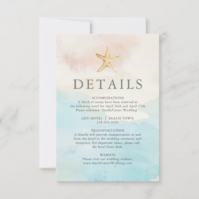 Beach Themed Details Card (Front)