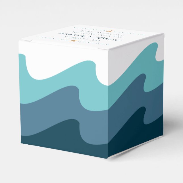 Beach themed Favour Boxes - Blue Wave (Front Side)