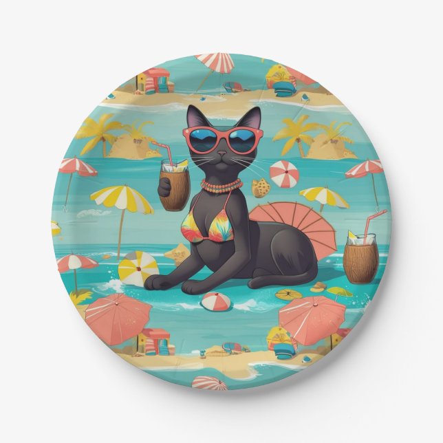  Beach themed for Siamese Cat Lovers Party Paper Plate (Front)