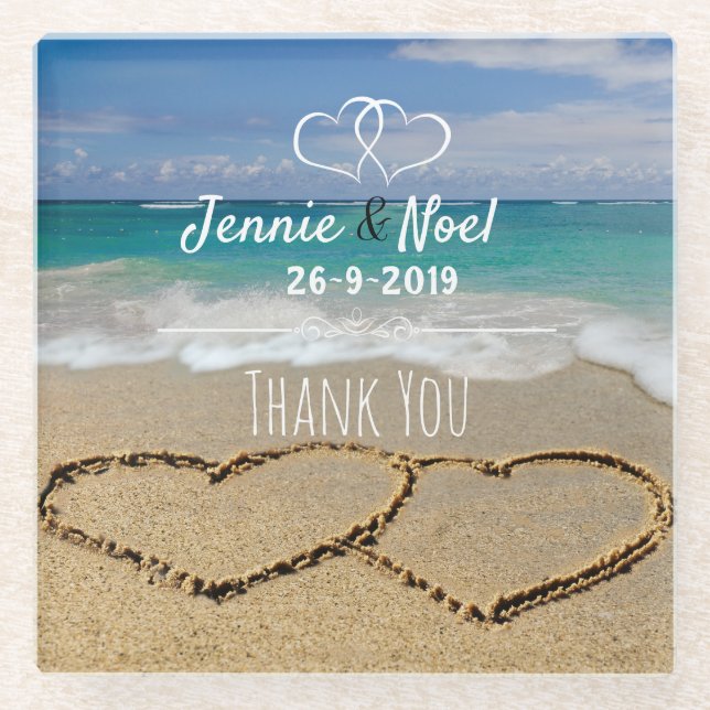 Beach Themed Glass Coaster Favor (Front)