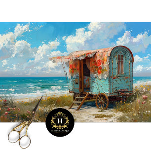 Beach Themed Gypsy Caravan Decoupage Tissue Paper
