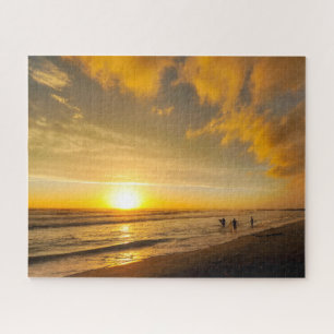 Beach Themed Jigsaw Puzzle with Surfers Sunset
