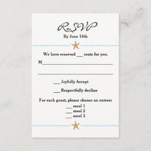 Beach Themed RSVP Card w/ Starfish Accents