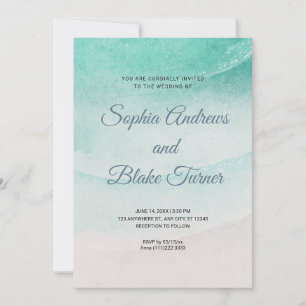 Beach Themed Sand and Water Wedding Invitation