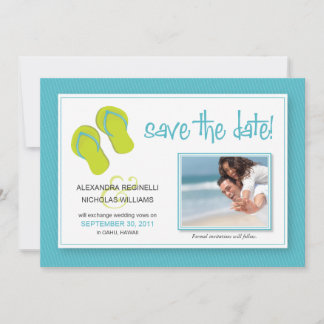 Beach-Themed Save the Date Announcement (aqua)