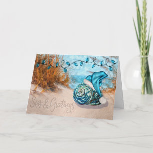 Beach Themed Seas and Greetings Holiday Card