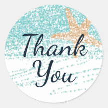 Beach themed Starfish Thank You Stickers