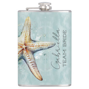 Beach Themed Team Bride Hip Flask