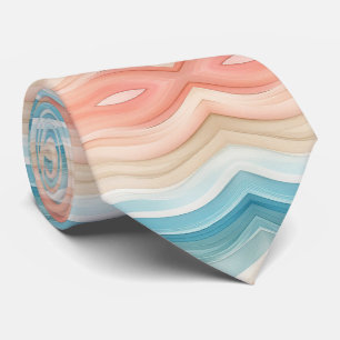 Beach Themed Watercolor Stripes Neck Tie