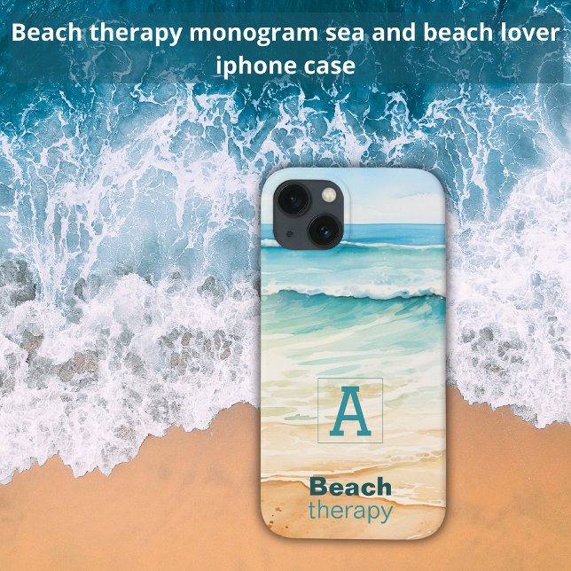 Beach Therapy I Ocean Summer Vibes Monogram  Case-Mate iPhone Case (Creator Uploaded)