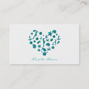 Beach Things Teal Watercolor Modern Chic Elegant Business Card