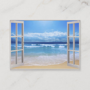 Beach through a window business card
