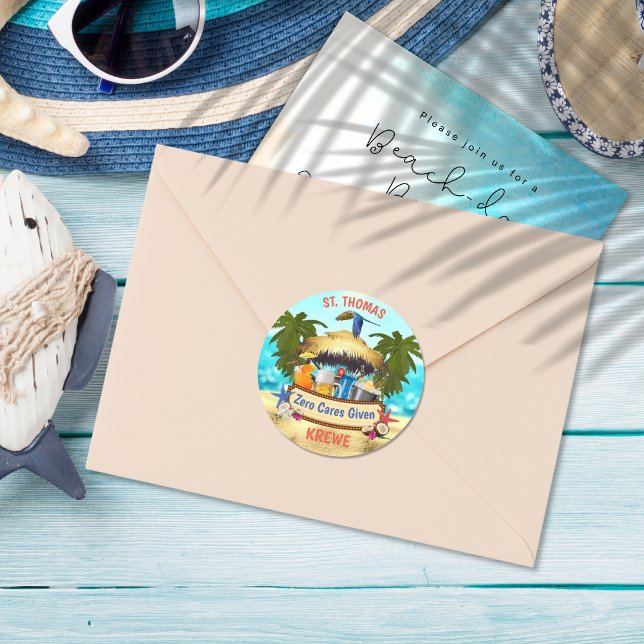 Beach Tiki Bar Classic Round Sticker (Creator Uploaded)