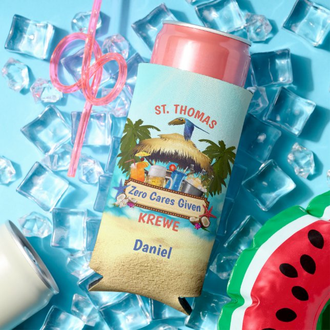 Beach Tiki Bar Slim Seltzer Can Cooler (In Situ Summer)
