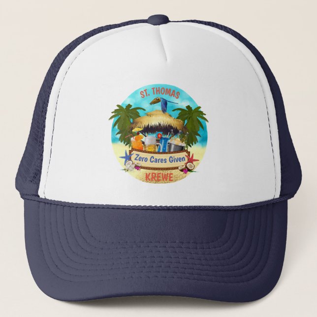 Beach Tiki Bar Trucker Hat (Front)