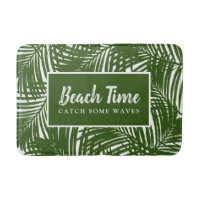 Beach Time Mod Green Palm Leaves Pattern