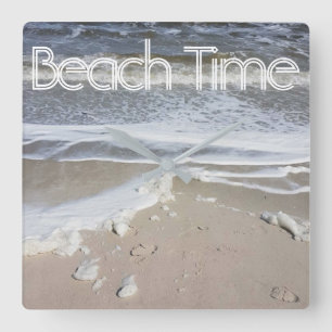 Beach Time or Your Text and Image Custom Clock
