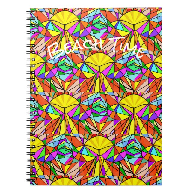 Beach Time Retro Trendy Multicolored Summer Notebook (Front)