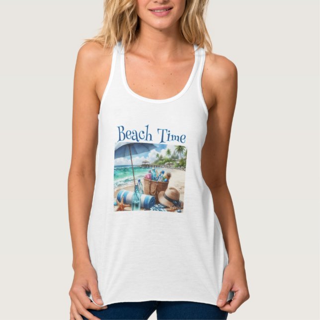 Beach Time Summer Tank Top T-Shirt (Front)