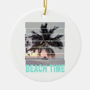 Beach Time Vintage Pier Palm Tree Sunset Souvenir Ceramic Tree Decoration