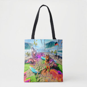 Beach Tote Bag Family German Shepherd Dog
