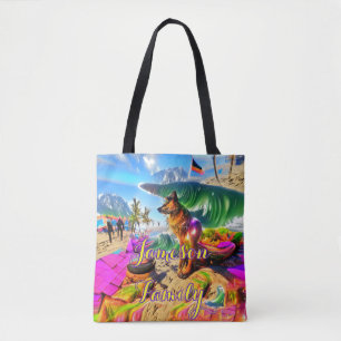 Beach Tote Bag Family Sand German Shepherd Dog