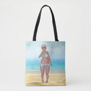 Beach Tote Bag with Funny Bathing Beauty